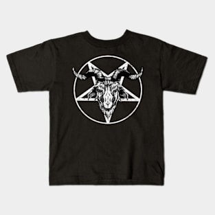 Satanic Goth Baphomet Goat Head Pentagram Gothic Kids T-Shirt